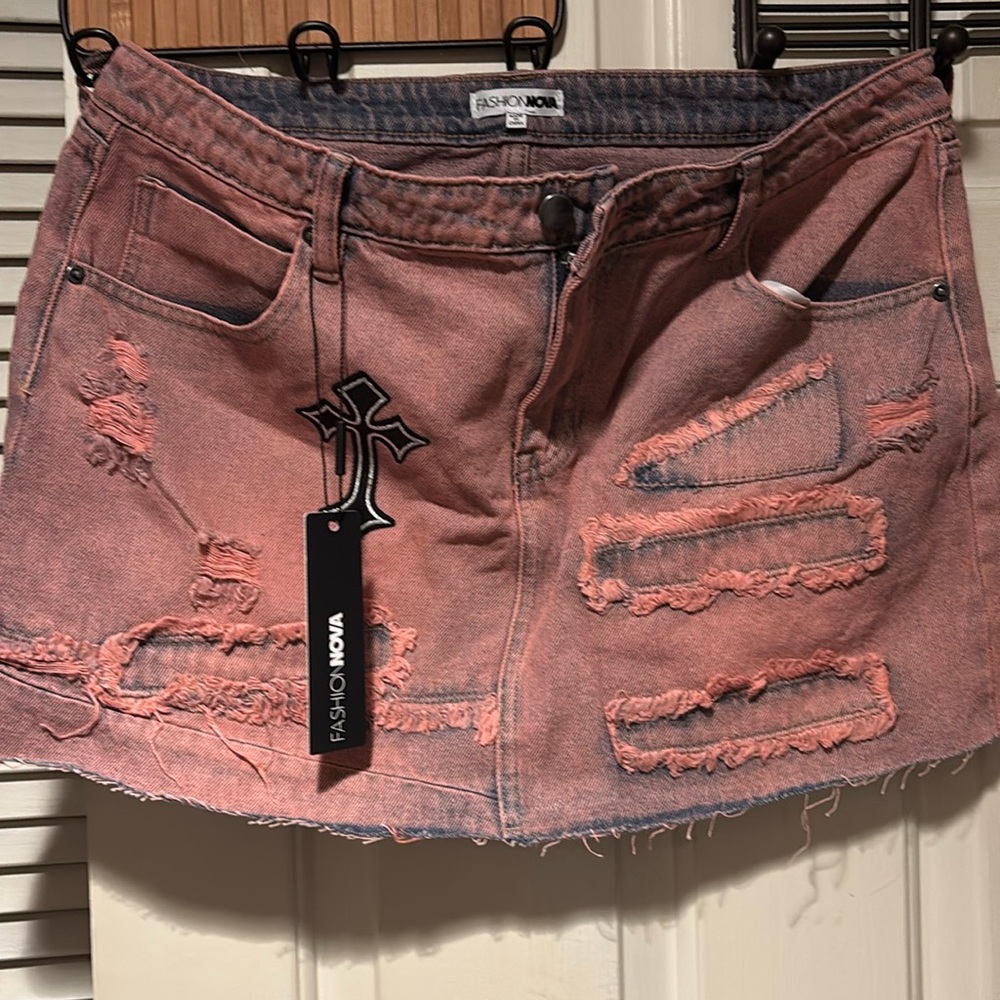 Patchwork denim mini